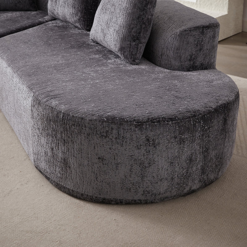 Canapé modulaire surdimensionné et rembourré Modern, Orienté à droite, Gris chenille
