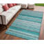 Tapis extérieur lavable antidérapant à rayures bleu sarcelle 5 pi x 8 pi