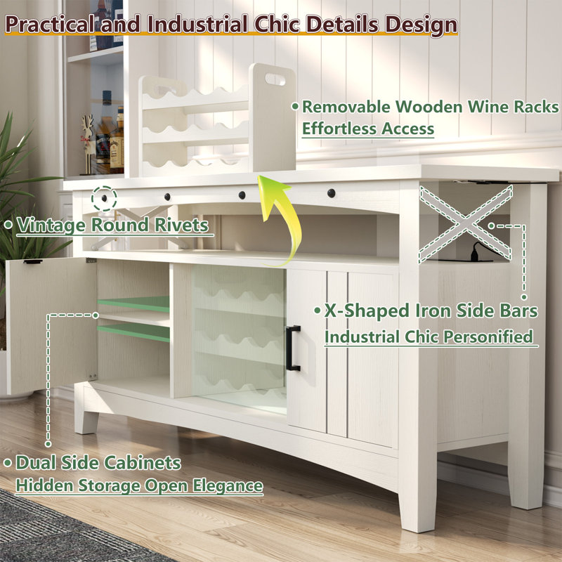 47.2" Wine Bar Cabinet, White