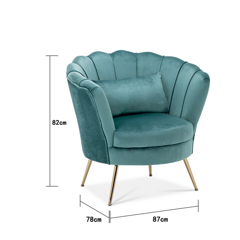 Aceves Velvet Barrel Chair, Blue