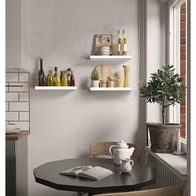 Floating Shelf, White, 1.5cm H x 40cm W x 15cm D