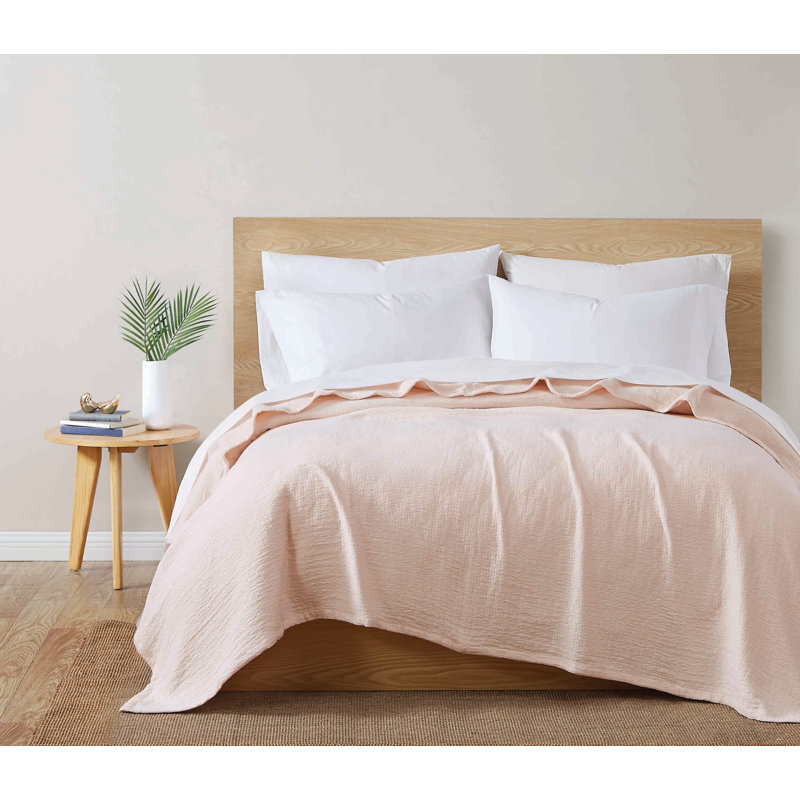 Matelasse 100% Cotton Blanket, Blush, Twin XL