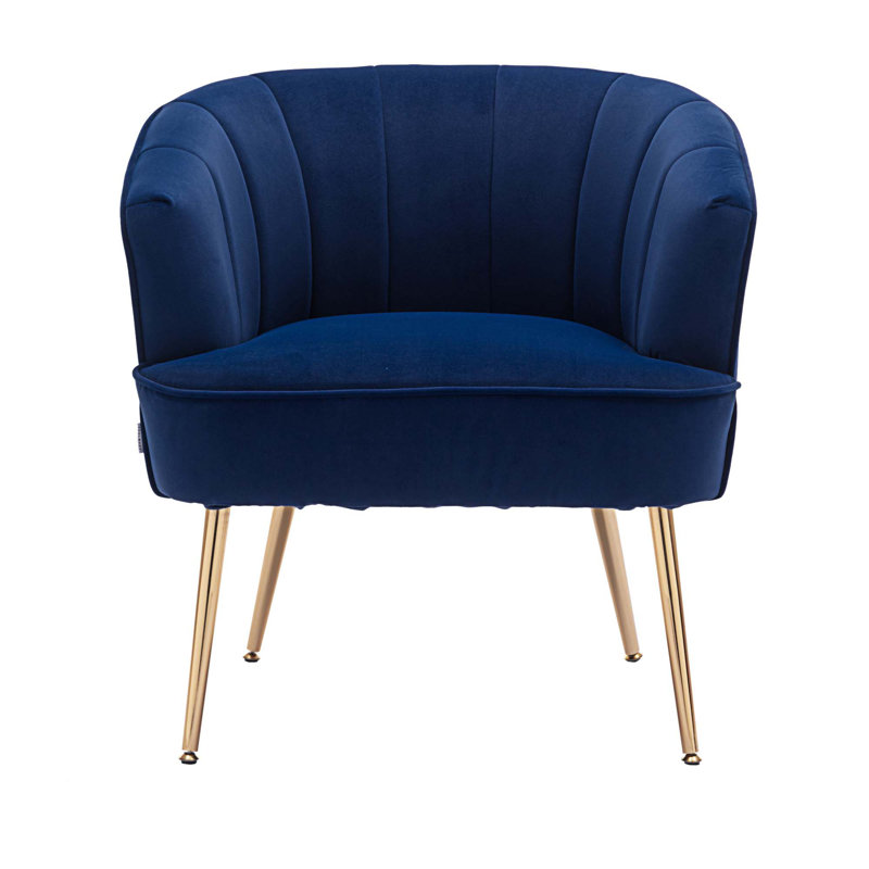 Efthemia Velvet Barrel Chair, Navy Velvet