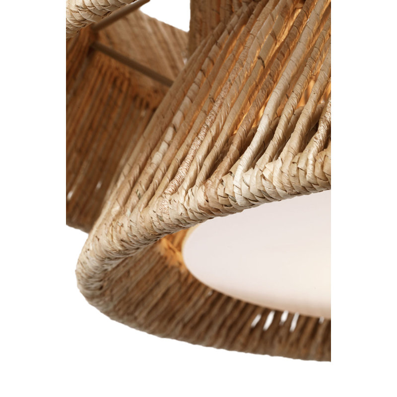 Antigua 30" Chandelier in Natural Abaca, Polished Nickel