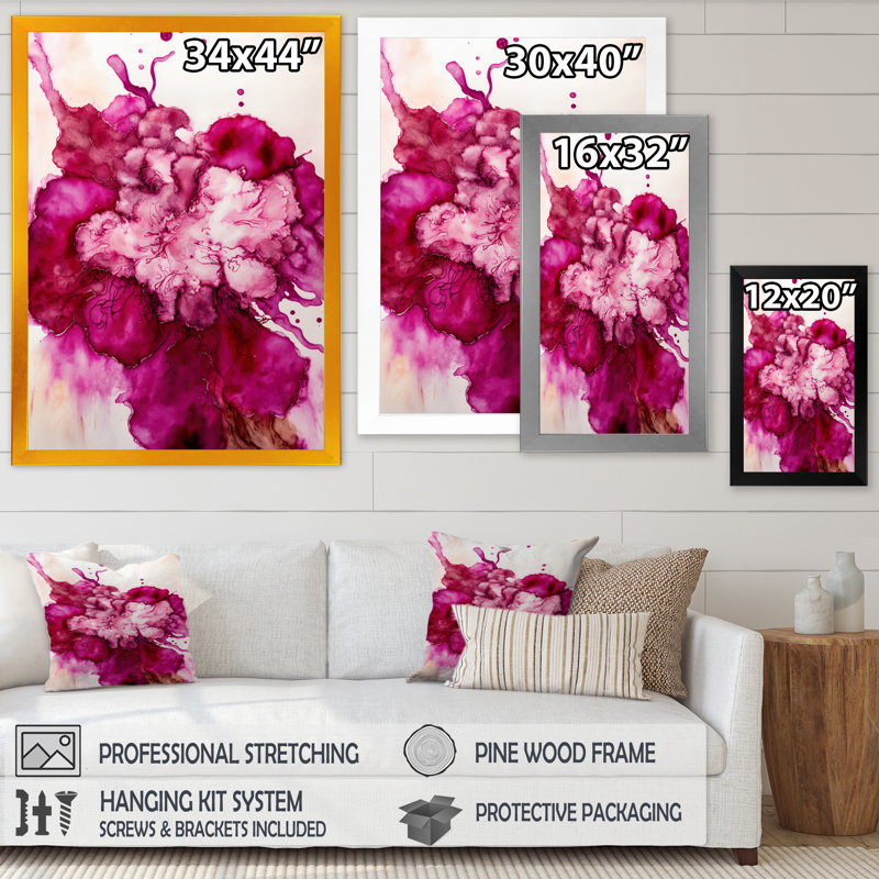 «Celebration In Raspberry Blush IV», reproduction sur toile, Impression noire sur toile encadrée, H 20 po x l 12 po x P 1 po
