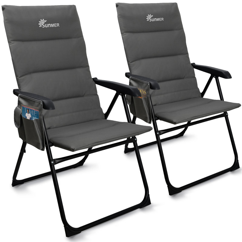 SUNMER Folding Deck Reclining Chairs, Black