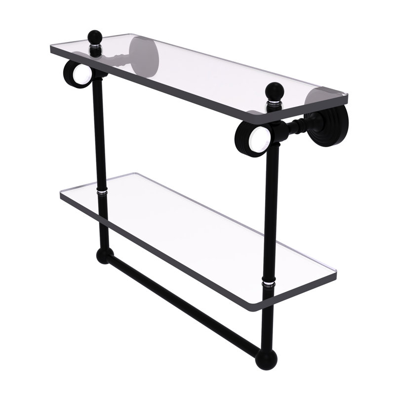 Étagère à 2 niveaux Jarrell, H 13 po x l 16 po x P 5,12 po, Noir mat