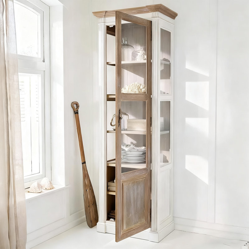 White + Brown Solid Wood Display Cases
