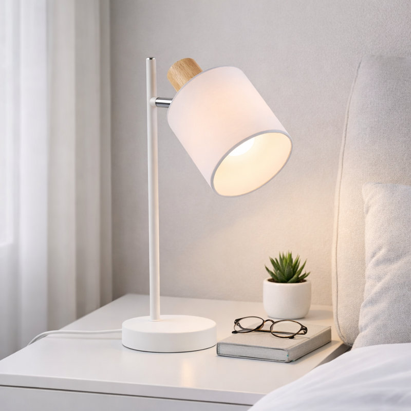 white Table Lamp 35cm with Fabric Shade