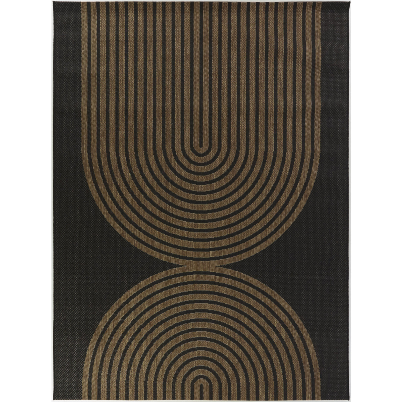Sophia Black Brown Flatweave Geometric Rug, Rectangle 7'10" x 10'