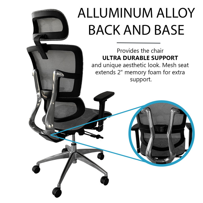 Chaise de bureau ergonomique en filet Home Office, Noir