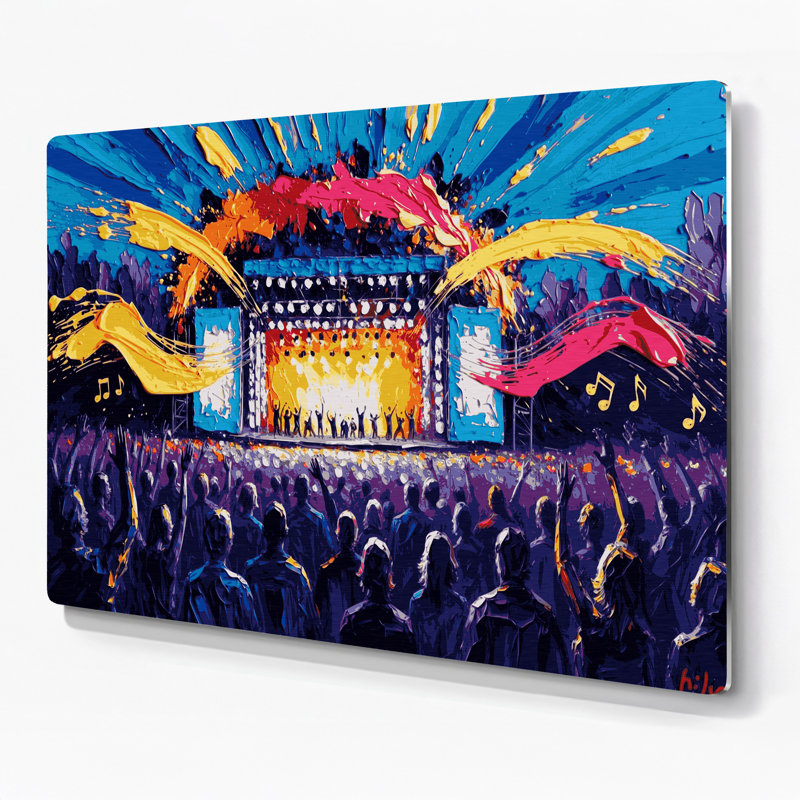 Art musical en métal bleu, H 20 po x l 30 po