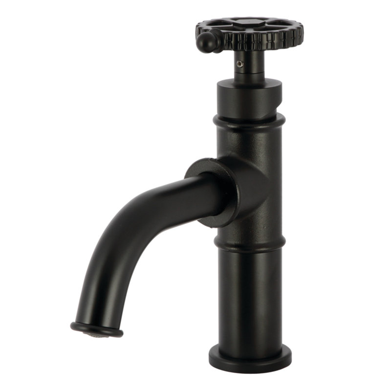 Kingston Brass Fuller Single-Handle 1-Hole Deck Mount Bathroom Faucet with Push Pop-Up, Matte Black