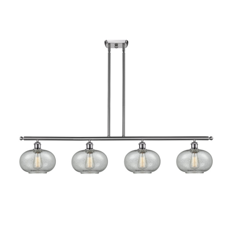 Luminaire suspendu linéaire pour îlot de cuisine 4 lumières Bethlehem, Noir mat, Anthracite, Ampoule non incluse