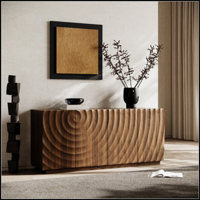 Modern 3D Textured Buffet Cabinet With Storage, Luxurious Anti-Dumping Sideboard For Kitchen And Living Room, 59 Inch Wide