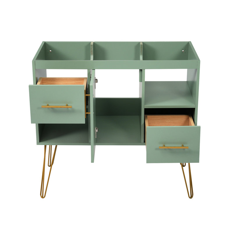 Armoire de salle de bain moderne 36 po avec 2 tiroirs et espaces de rangement, compartiment de 36 po