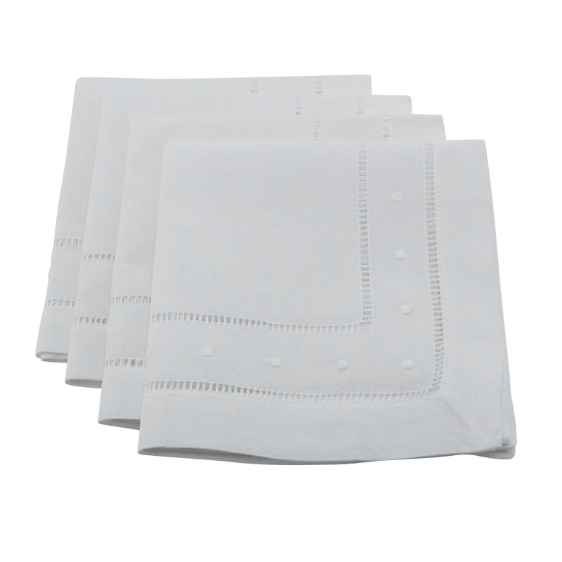 Timoleon Linen/Cotton Napkin, White, 12" W x 12" L