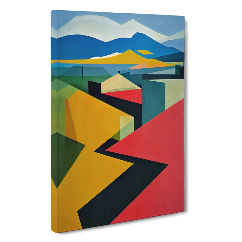 Mountain Landscape Abstract Blocks - Wrapped Canvas, 50cm H x 35cm W x 3cm D