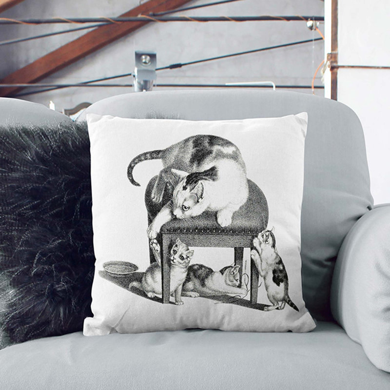 Square Throw Cushion, 40cm H x 40cm W x 15cm D, White