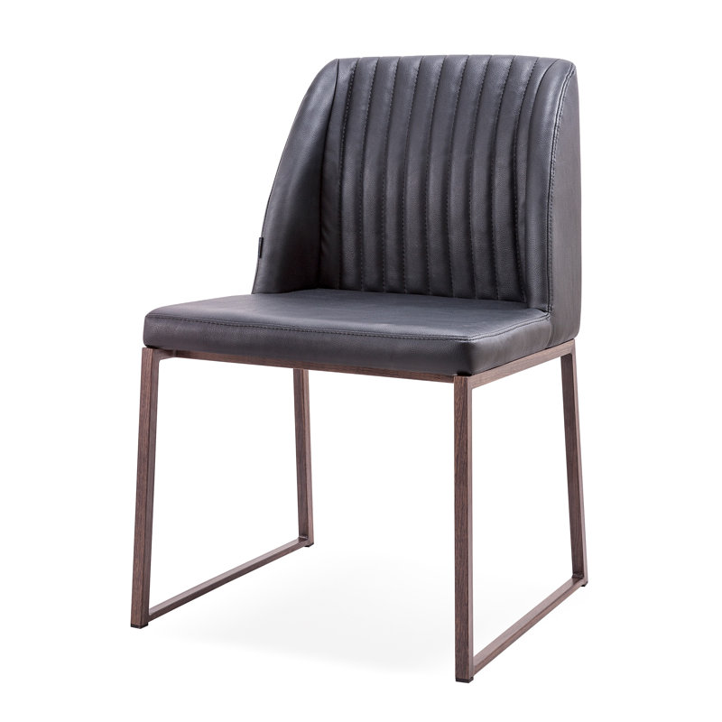 Dejonae 18.5'' H Leatherette Upholstered Side Chair, Black/Brown