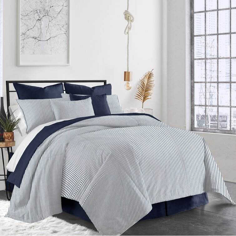 Latitude Run® Acampo Cotton Striped Duvet Cover Set | Wayfair