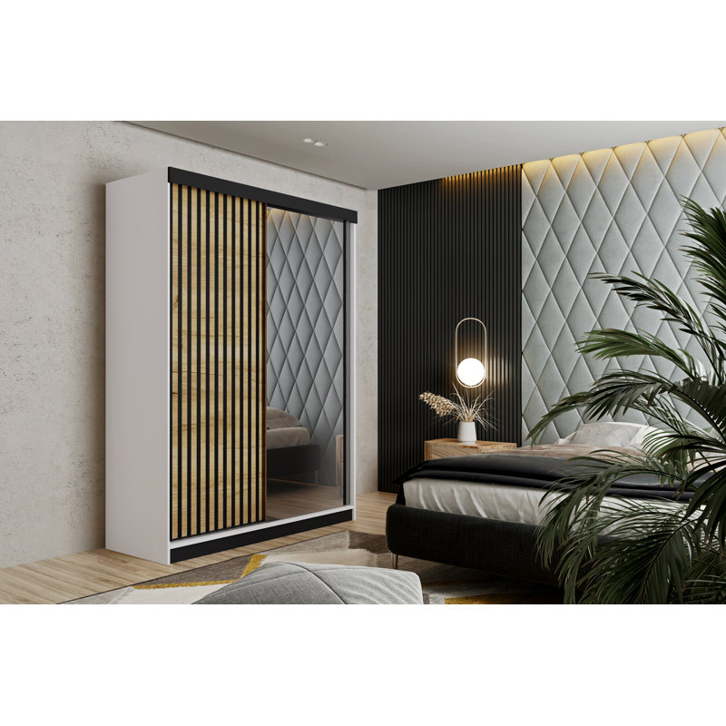 Modern Large 2 Door Wardrobe, White/Sonoma