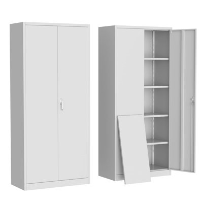 71" Tall Steel Storage Cabinets with 4 Adjustable Shelves and Lockable Doors
