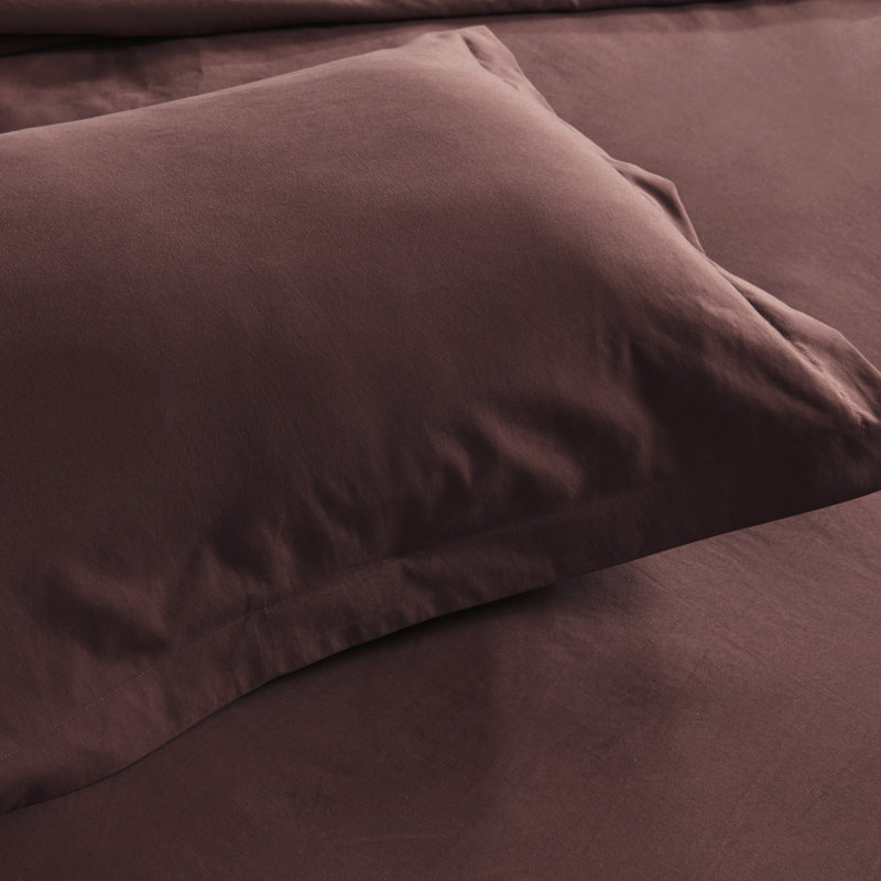 Solid Microfiber Duvet Cover Set - Simple Style Bedding Set For All Season, King Duvet Cover + 2 King Shams, Brown
