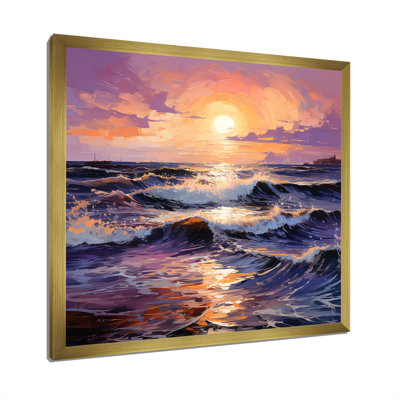 Jaune et mauve, océan, coucher de soleil, étreinte IV - art mural coucher de soleil côtier