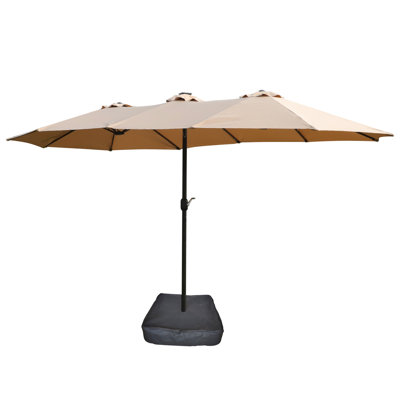 Double Umbrella With Large Shade For Beach - Taupe 15Ft Backyard Fabric
