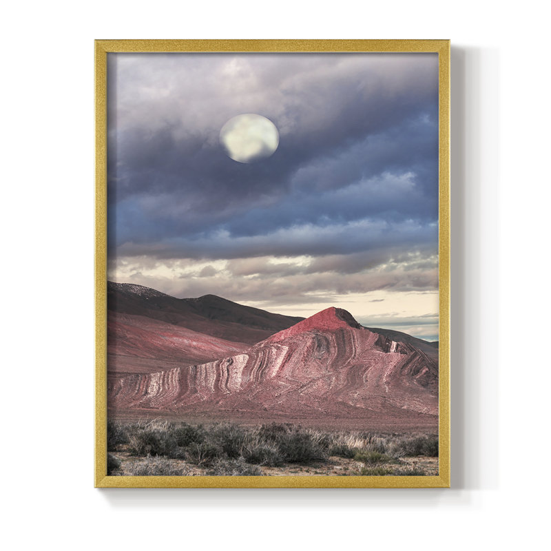 Last Light On Striped Butte Framed Print - Solid Wood, Gold, 14" H x 11" W