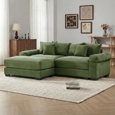92" Corduroy Oversized Modular Cloud Couch Comfy Sofa with Ottoman