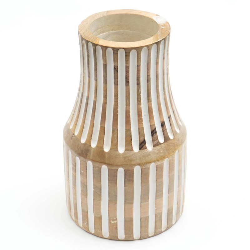 Vase en bois de manguier fabriqué à la main Karambo pour salon, plateau de table - grain unique, courbes élégantes, décor polyvalent