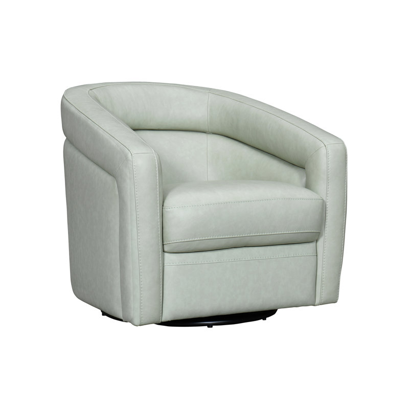 Khyion Upholstered Swivel Armchair, Green Genuine Leather/Faux Leather