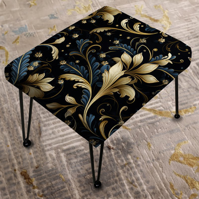 Gold And Blue Luxury Damask Serenade - Damask Rectangle Ottoman