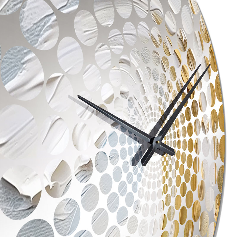 Horloge murale spirale abstraite dorée et blanche II, Grand