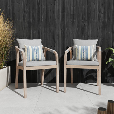 Marinee Acacia Wood Outdoor Dining Chair With Cushions by George Oliver