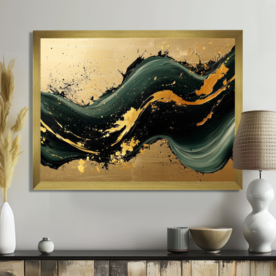Sable doré des ombres de marbre émeraude II - marbre, art mural