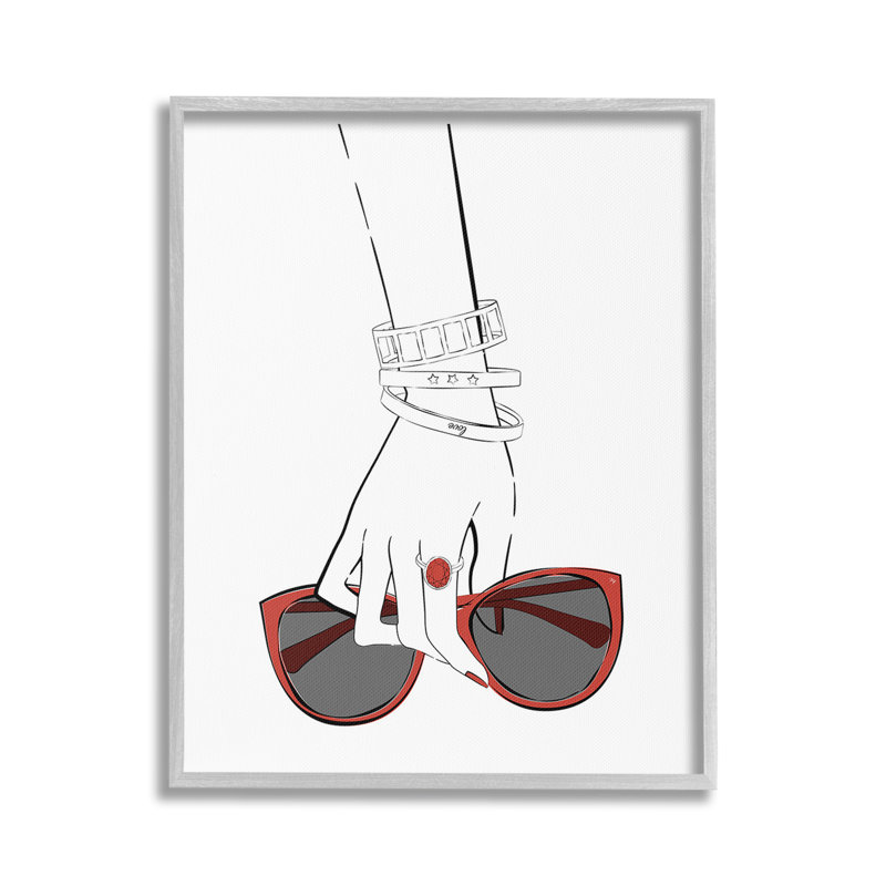 Main minimaliste avec giclée d'art par Martina Pavlova, Giclée encadrée noir minuit, H 20 po x l 16 po