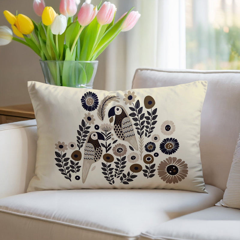 Coussin lombaire réversible intérieur / extérieur Pipo Parrot, Beige, Rectangulaire H 14 po x l 20 po