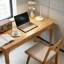 Bureau en bois massif avec 2 tiroirs, bureau moderne Mid-Century