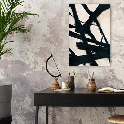 «Be Back» - Art abstrait rosé noir minimaliste