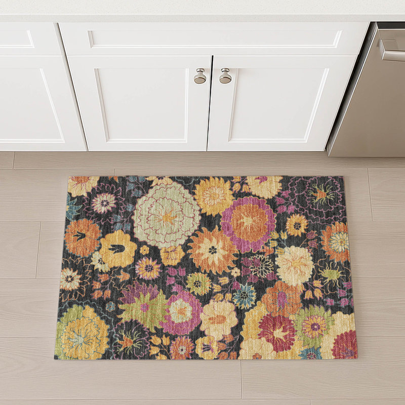 Machine Washable Indoor/Outdoor Chantille ACN2293 Floral Rug, Rectangle 1'8" x 2'6"
