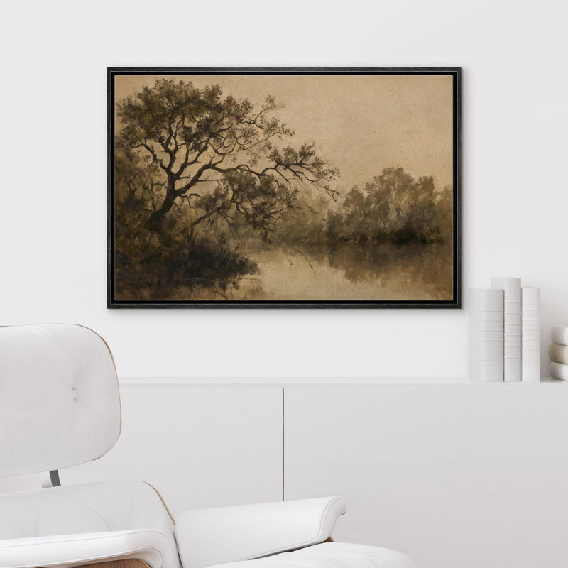 "Green Tunes", campagne française encadrée, impression sur toile encadrée, Noir, noir, noir, noir, H 16 po x l 24 po