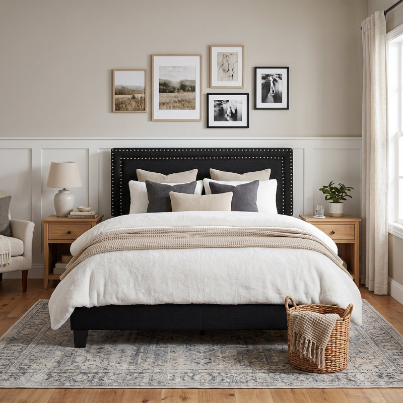 Artia Upholstered Standard Bed, Queen, Black