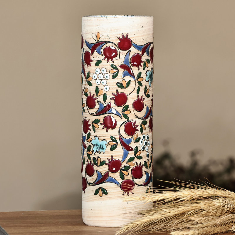  Handmade Ruby Pomegranate Ceramic Vase