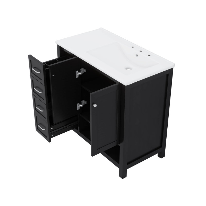 Meuble-lavabo 36 po avec 2 tiroirs, Noir