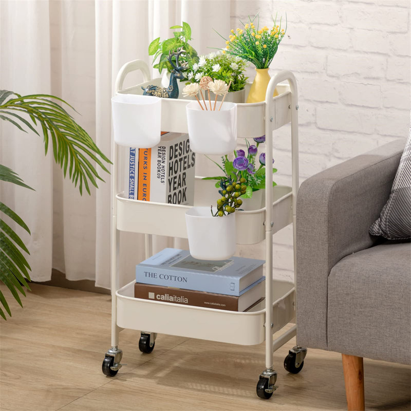 Kellswater Metal Bar Cart, White