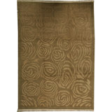 Tibetan Wool Abstract Area Rug in Dark Goldenrod