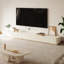 Meuble télé Ayuri de 114,2 po Mid-Century, 5 tiroirs, console média en bois massif blanc-2133303546-2133303547